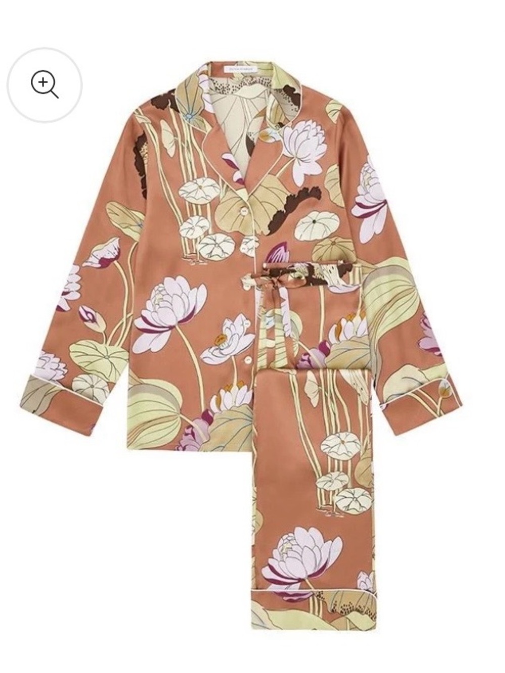 Olivia von Halle Floral 100% Silk Pajama Set Size XL NWT